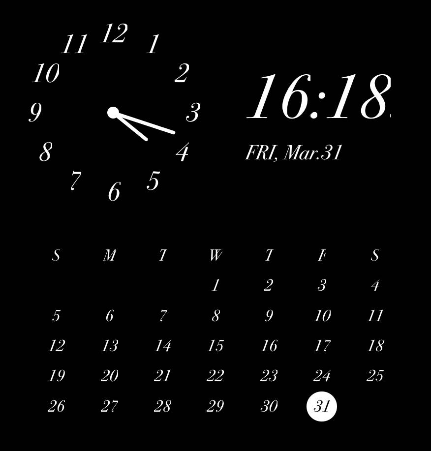 時計カレンダー黒 Hodiny Nápady na widgety[2ya42TqqcWowZb0sNG9E]