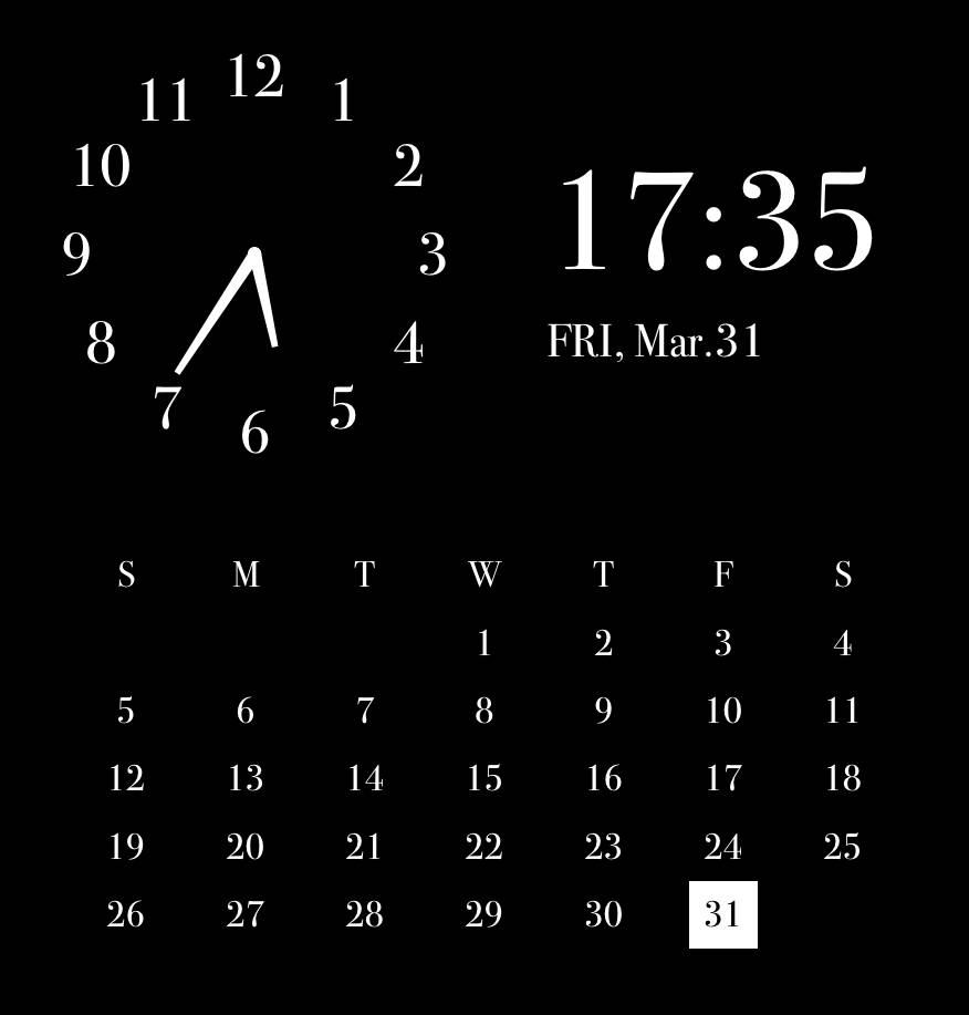 時計カレンダー黒 Reloj Ideas de widgets[1ahuZIPrv20z7zaDE76r]