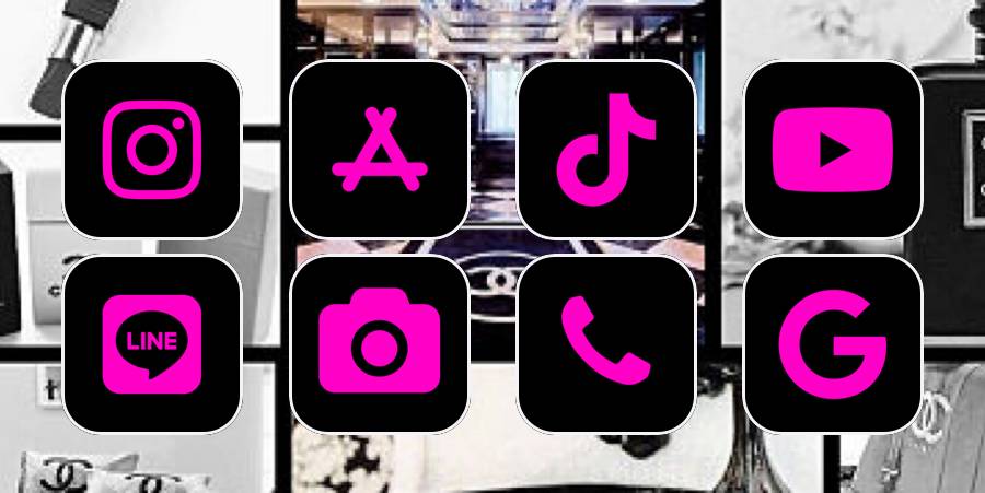 黒ピンク App Icon Pack[b5AZIckeZeKkGhJhortb]