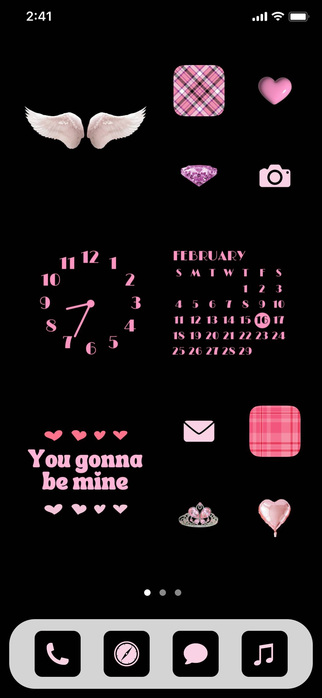 Pink × black themeსაწყისი ეკრანის იდეები[Xna9NlwwicJlGRE4BQuN]