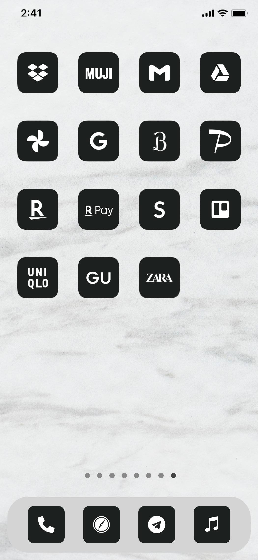 black × white simple theme ホーム画面カスタマイズ[A7UUVGs5YouoGzN7JL5I]