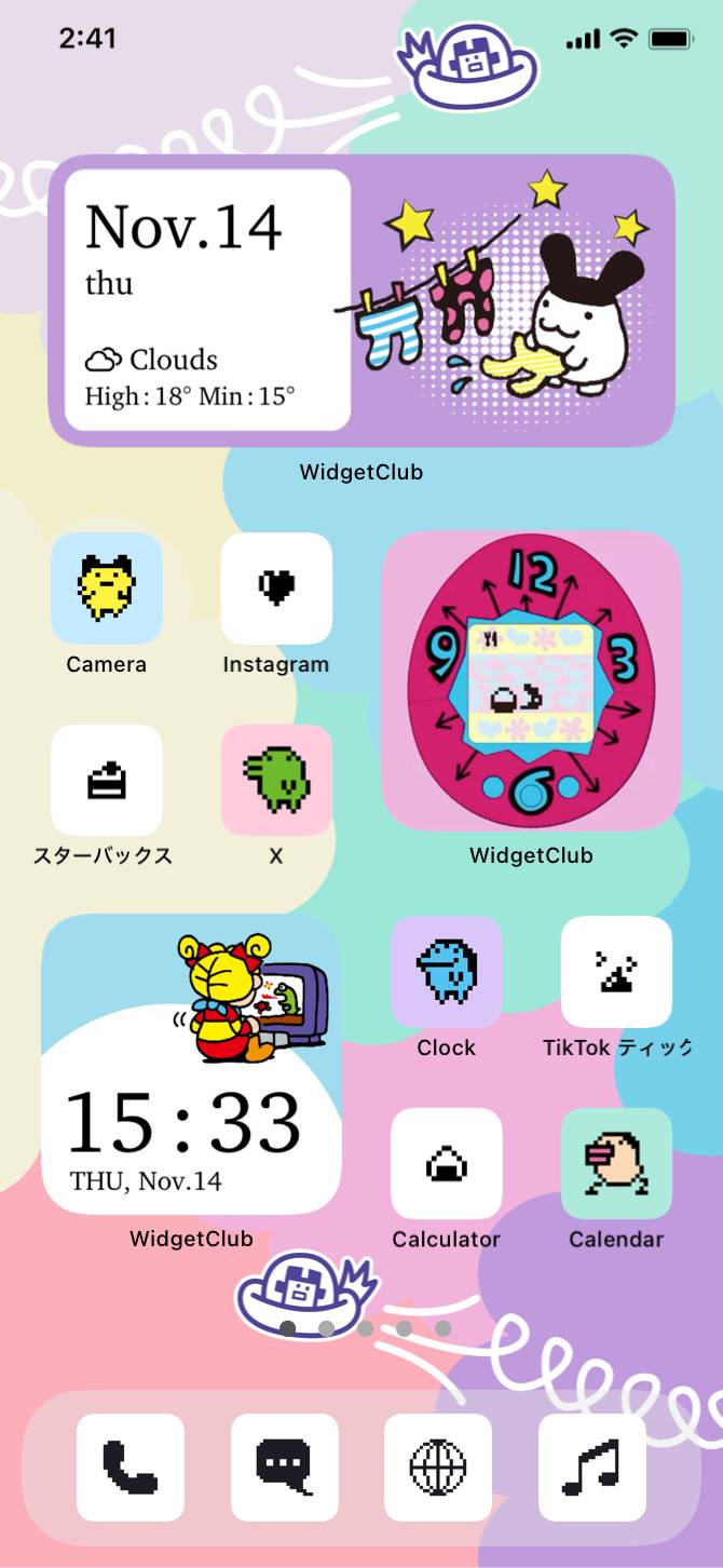 たまごっち公式スマホきせかえ カラフルver　Tamagotchi ThemesPomysły na ekran główny[hmlyz5NvDctRULmJLO7h]