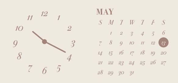 ベージュ時計カレンダー Clock Widget ideas[Duv6qtoYTbY8jJg3PNcG]