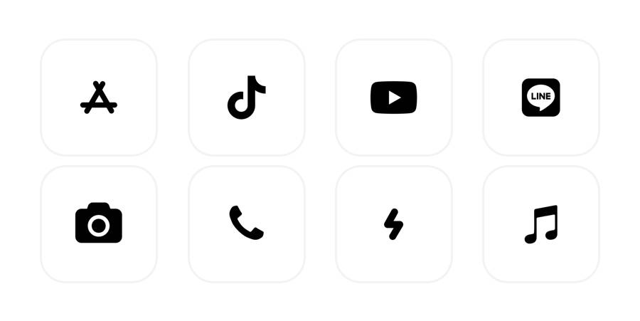 白黒🤍🖤シンプル系 Paquete de iconos de aplicaciones[4GJ7A9kFR7z4nolCYFTW]