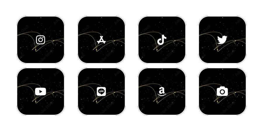 black&stars Pacote de ícones de aplicativos[HA5htYd6UYrBDXau94ke]