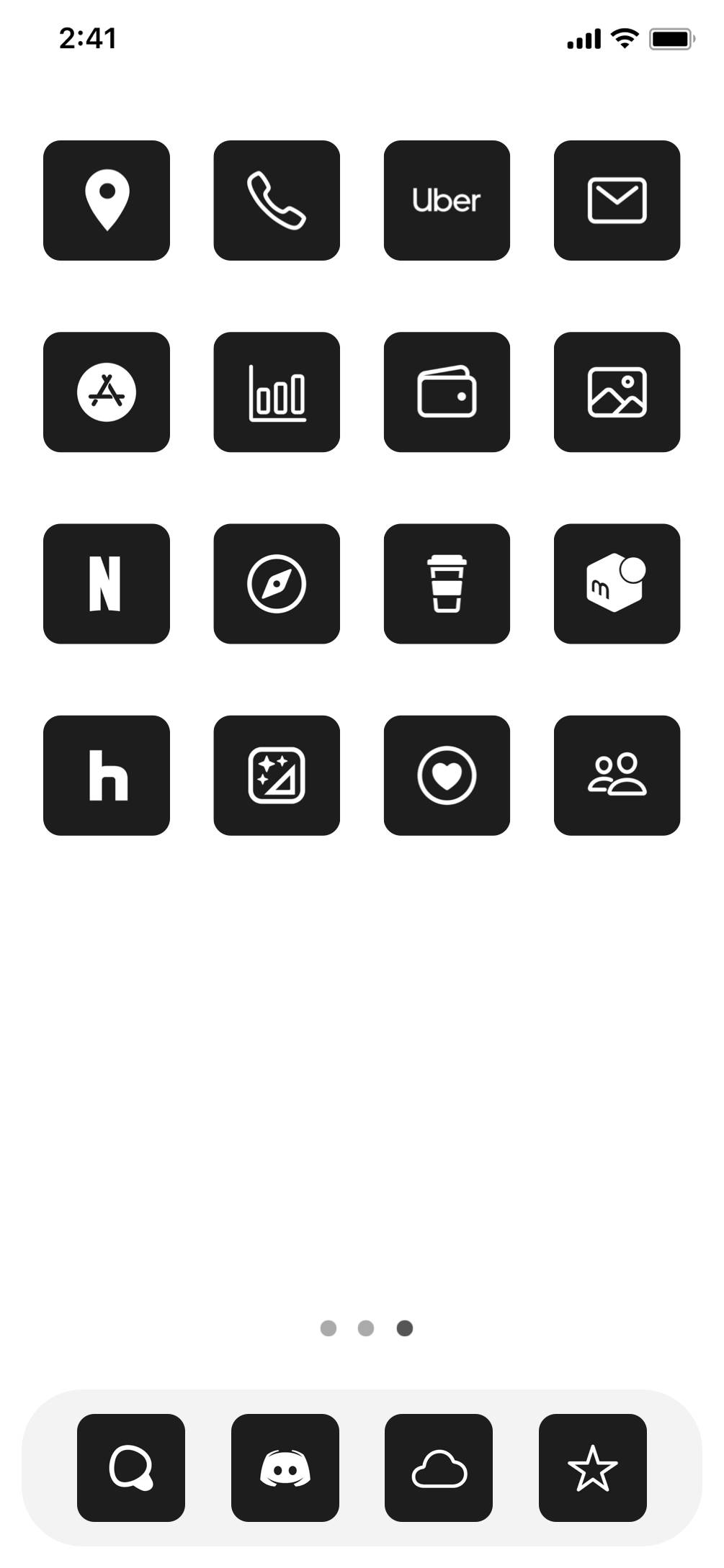 White × Black icon home screenHome Screen ideas