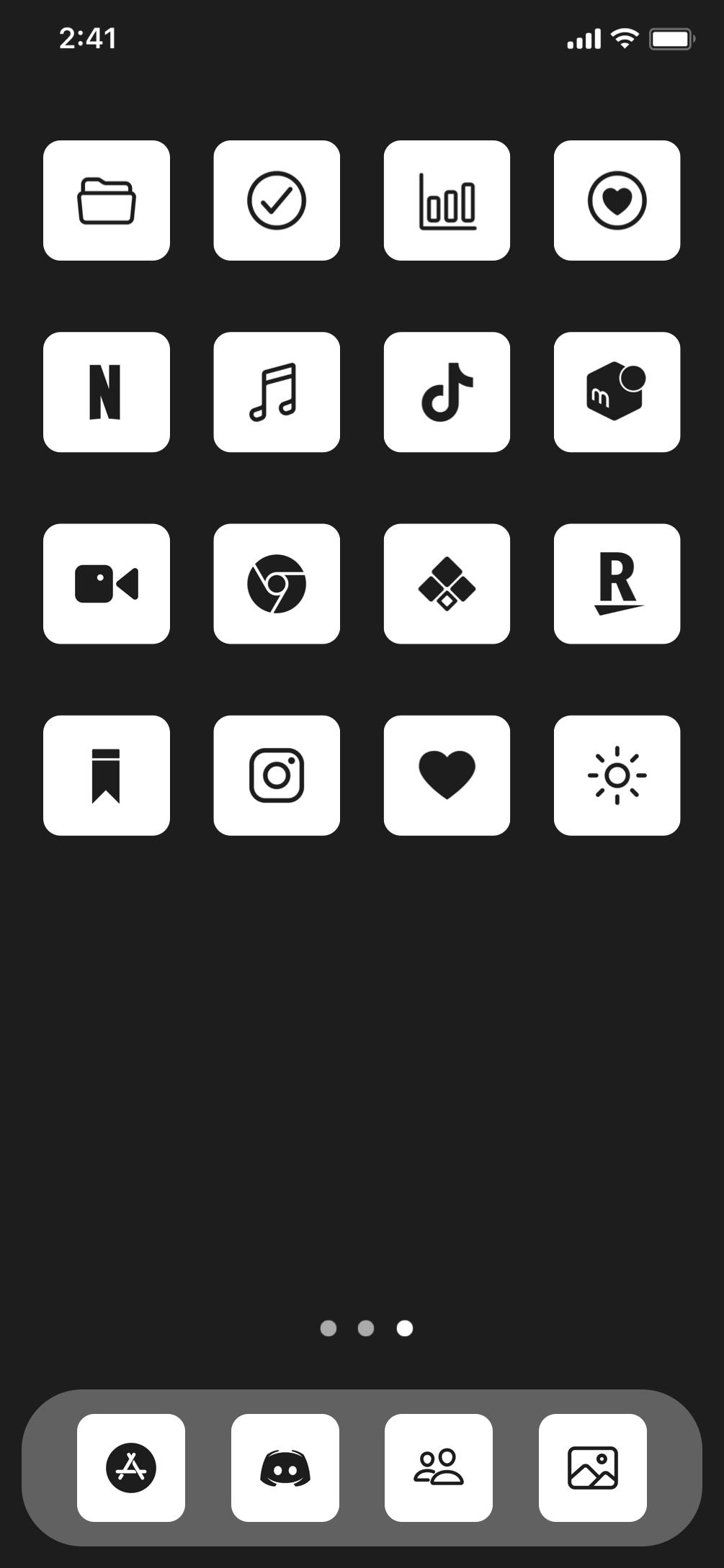 Black × White icon home screenHome Screen ideas