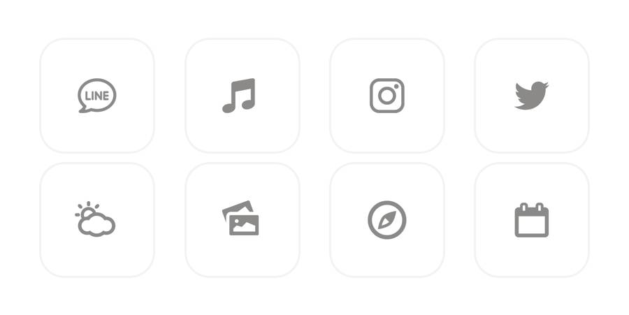 シンプル　白App Icon Pack[DCPssga0RsDdWReottA3]