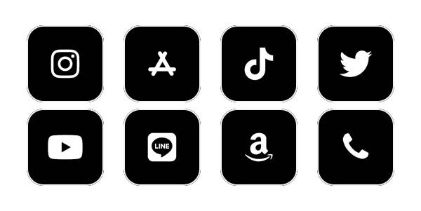 黒アイコン App Icon Pack[Dq2sjJkHW88s8J8a3vgn]