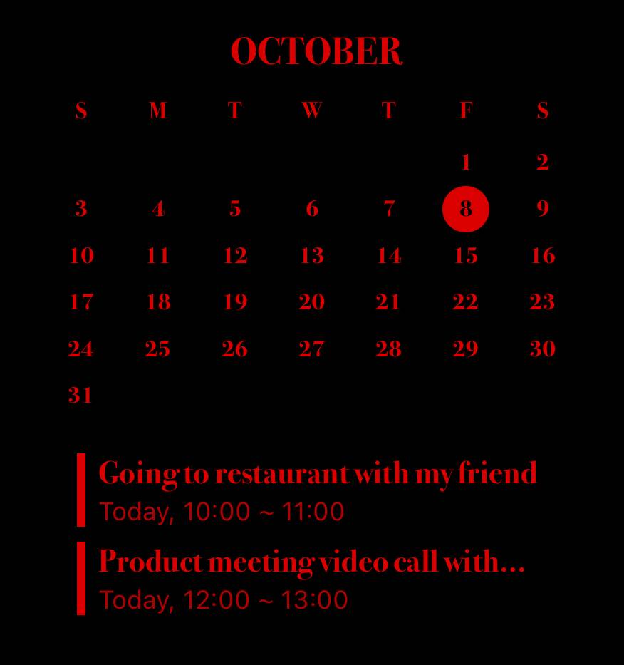 red Calendar Idei de widgeturi[3IHjMx6Nmm9xxEXyYTgR]