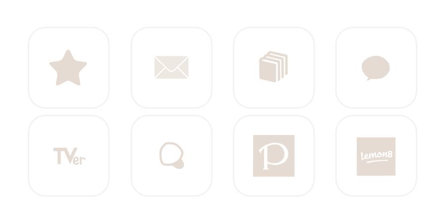 ベージュ＆ホワイト Pacchetto icone app[Tl6rtdfq0ppoM9PSQmdl]