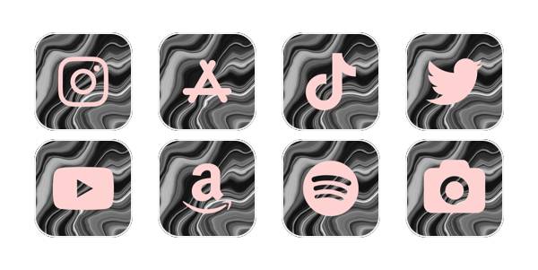 light pink icons wavy black and white background App-Symbolpaket[gaP4CvBrgtY9x1mKOXle]