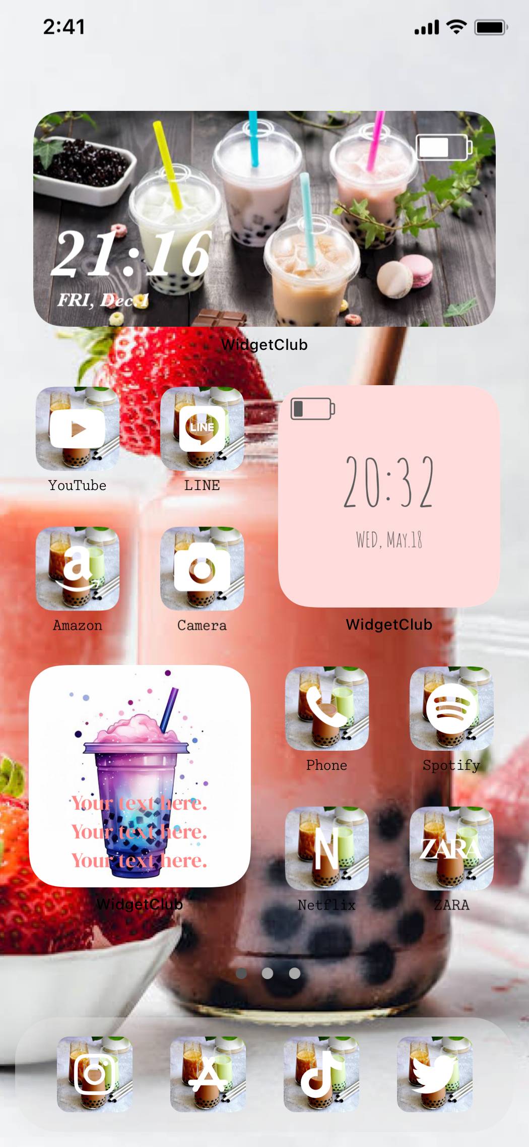 🧋Bubble tea🧋 ホーム画面カスタマイズ[pL407dVLjl0FeOn0hS5T]