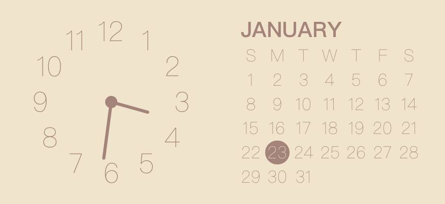 カレンダーと時計（ベージュ） Reloj Ideas de widgets[6bPNM6gTs80uhhQVmSIu]