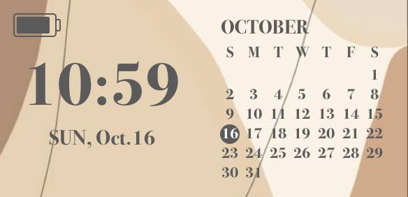 時計&カレンダー ブラウン&ベージュカレンダーウィジェット[UbbaKPfgmPuBP1GScf87]