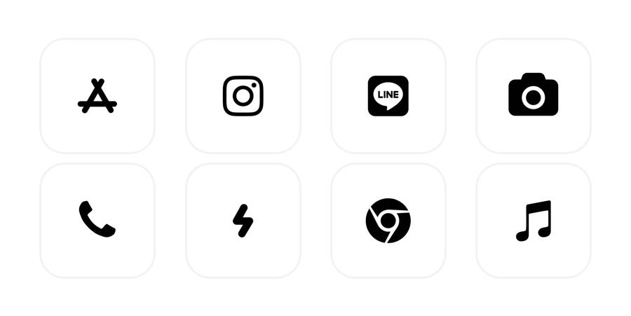 白黒 Pacchetto icone app[2d4AxqpIajBeLvaAjMz7]