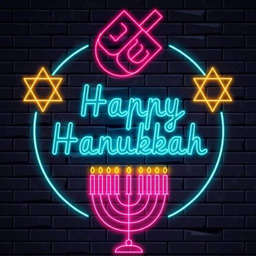 neon happy Hanukkah Fotografia Nápady na widgety[GFyEX8f6bi3r2Ylvvls2]