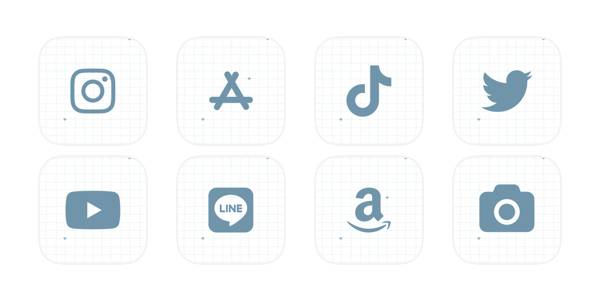 ひかえめな青 App Icon Pack[8T1sHaRe3wizH5hrGr4C]