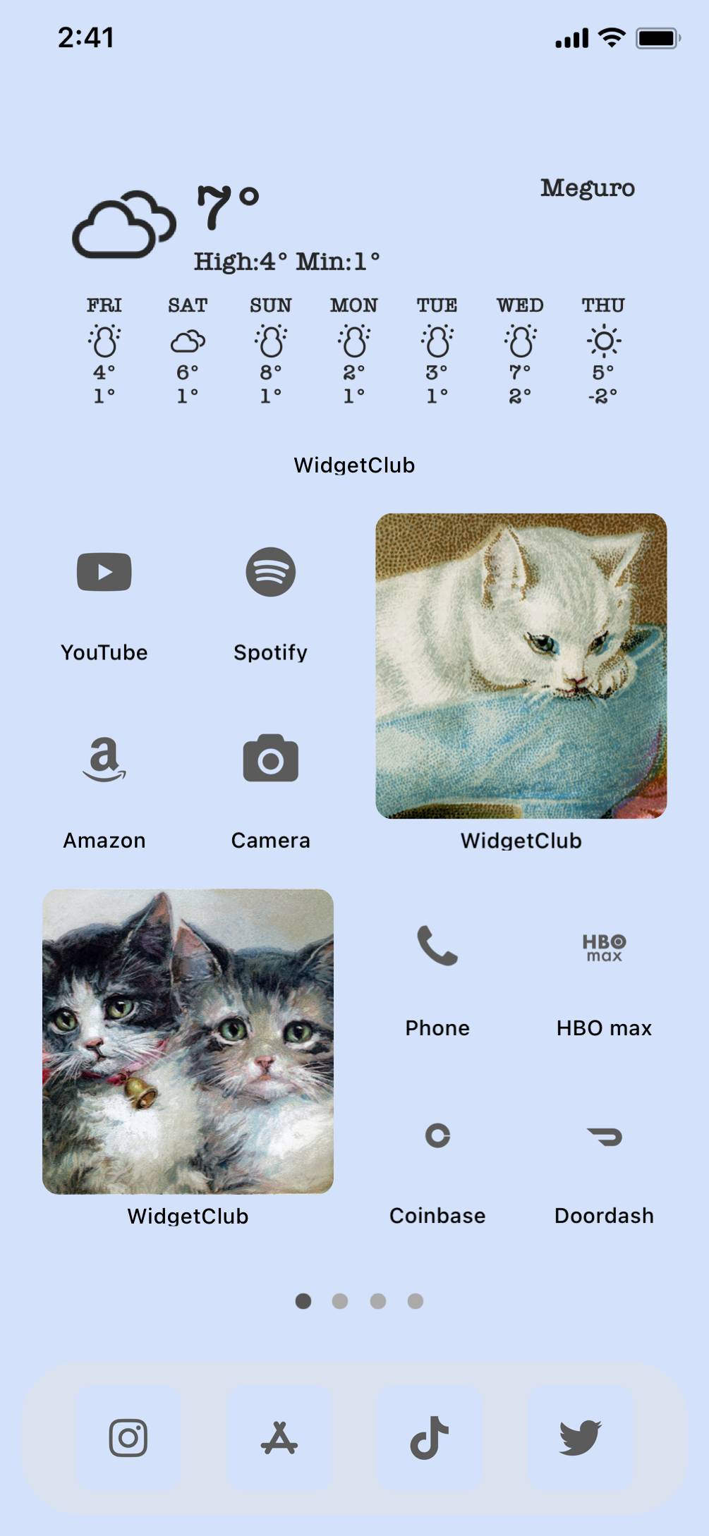 Pastel blue cat home screen theme ホーム画面カスタマイズ