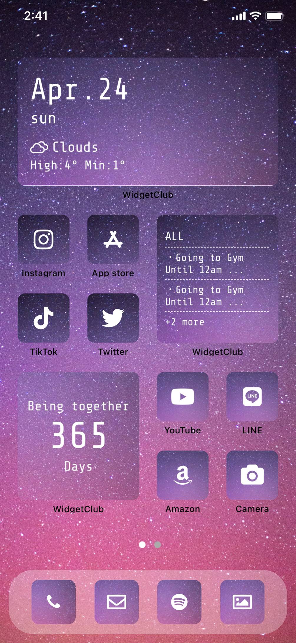 Wish to the stars pink home screen theme ホーム画面カスタマイズ