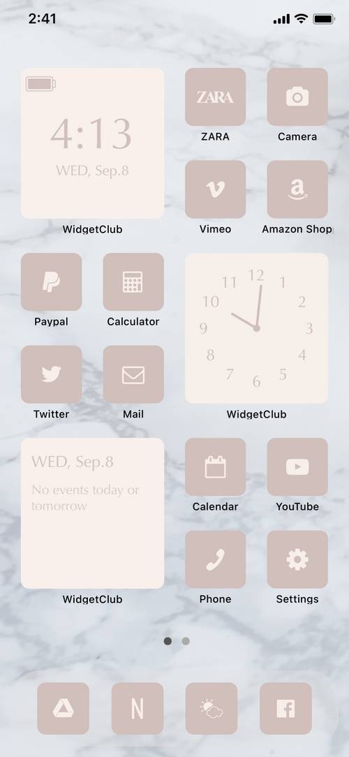 Marble powder pink home screen themeホーム画面カスタマイズ