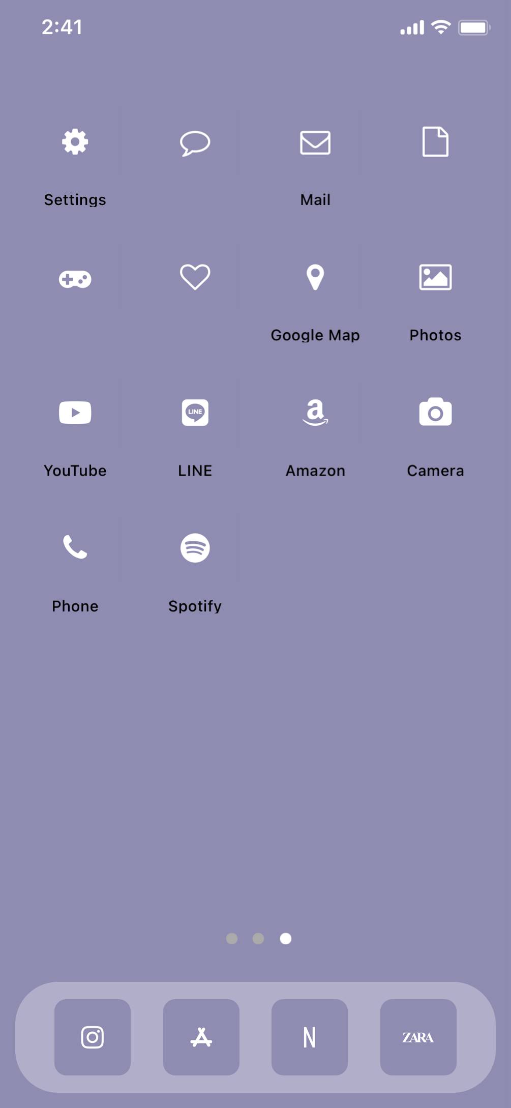 Purple simple home screen ホーム画面カスタマイズ