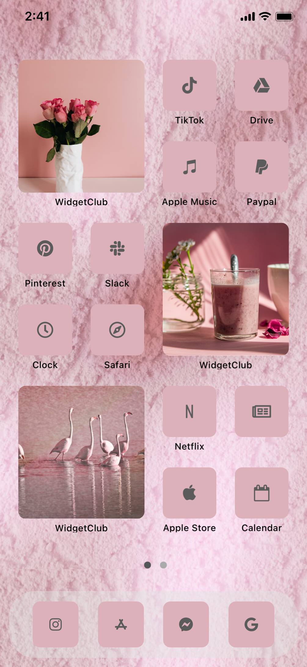 Pink framingo home screen theme ホーム画面カスタマイズ
