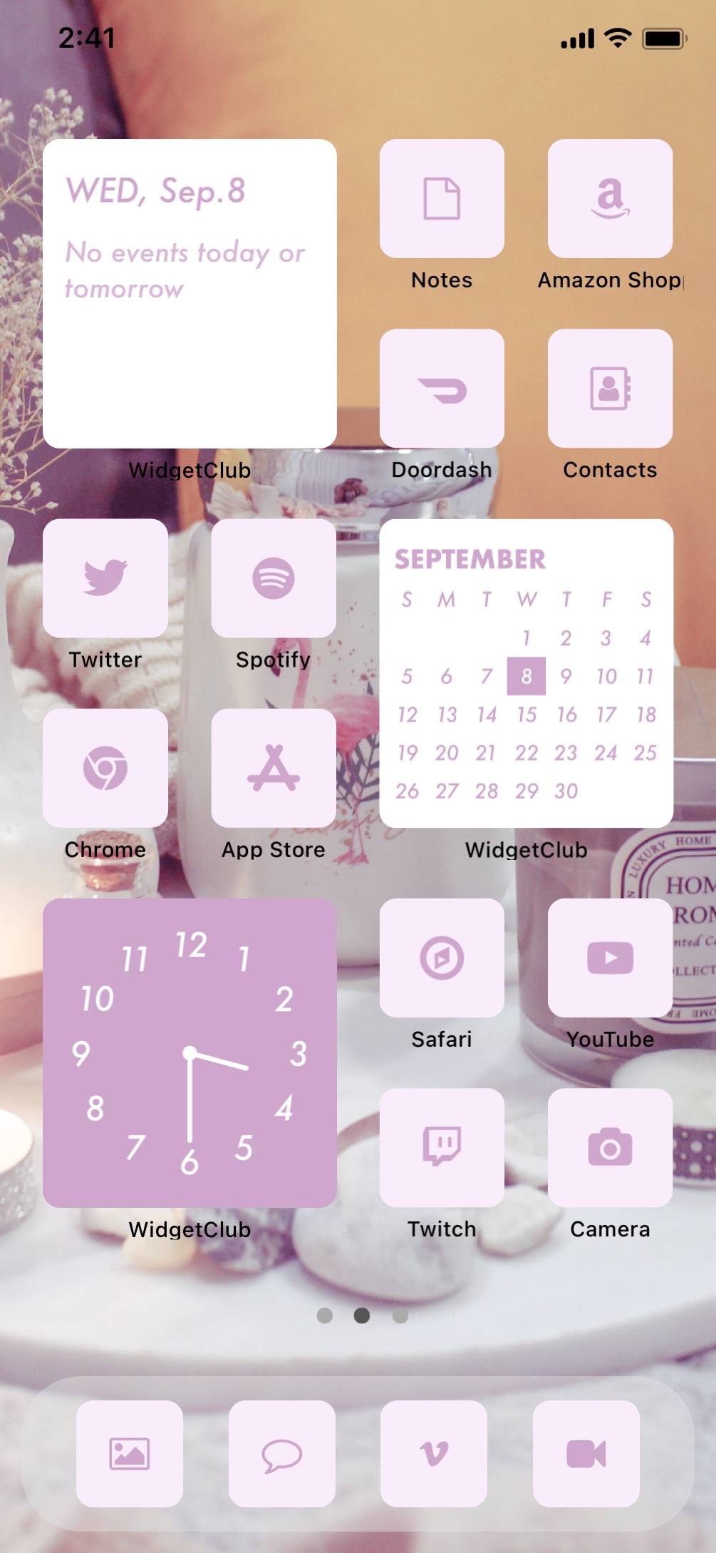 Pastel Purple widget ホーム画面カスタマイズ