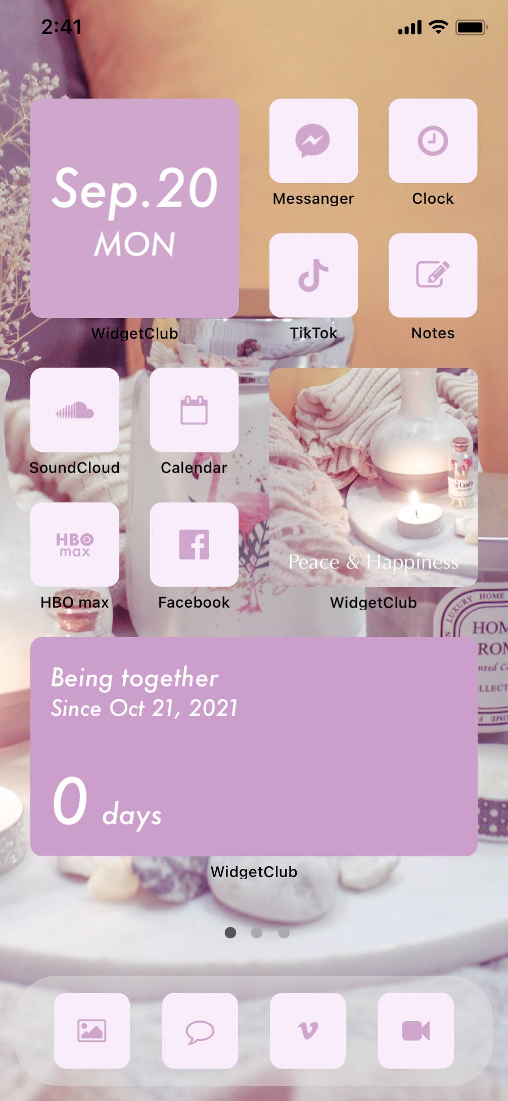 Pastel Purple widget ホーム画面カスタマイズ
