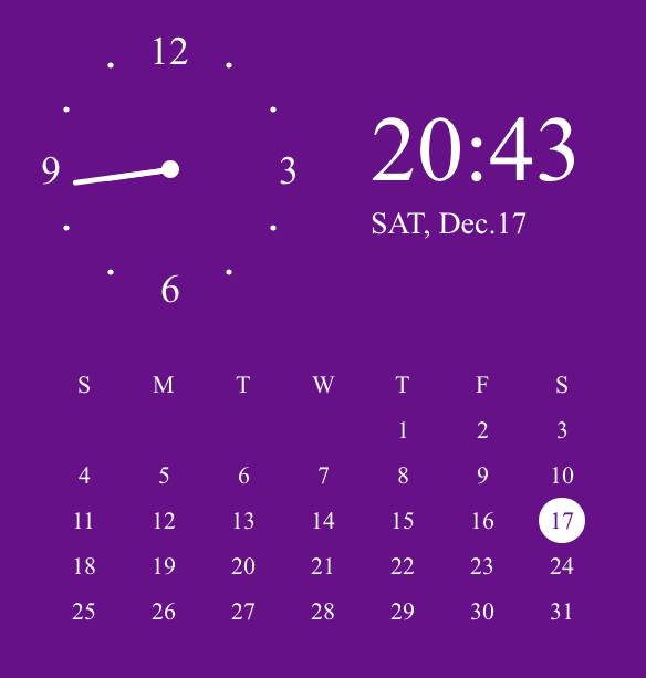Purple Calendar Orologio Idee widget[pTUvaBGj4XS2PUX6Ytn7]