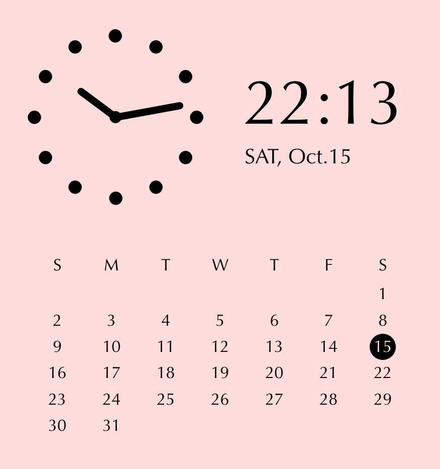淡ピンク　時計カレンダー時計ウィジェット[ofZUh272hC15DAHmBXwK]