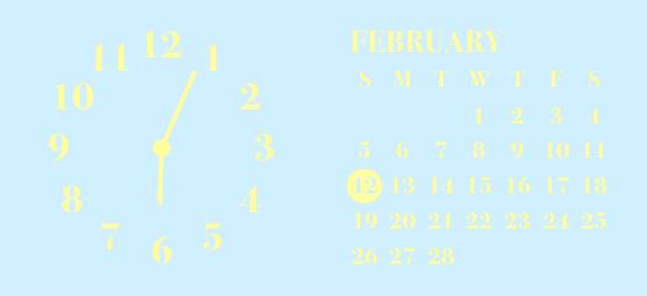 水色＆黄色のカレンダー＆時計 นาฬิกา แนวคิดวิดเจ็ต[op8ARgUJKKzNu767jXK1]