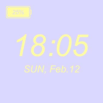 紫色と黄色の時間＆残り充電 Hora Ideas de widgets[LkK5NtKqmx1UWXVirg7A]