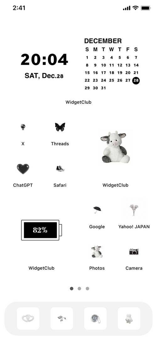 モノトーン🤍🖤 แนวคิดหน้าจอหลัก[T5y4O5ss7dPu1Nq62PNf]