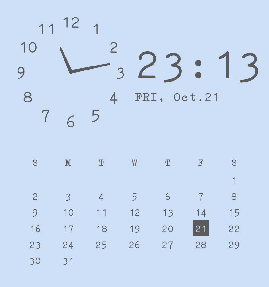 時間とカレンダー(青)時計ウィジェット[A4mZhFBJKvNWMUkazUXC]