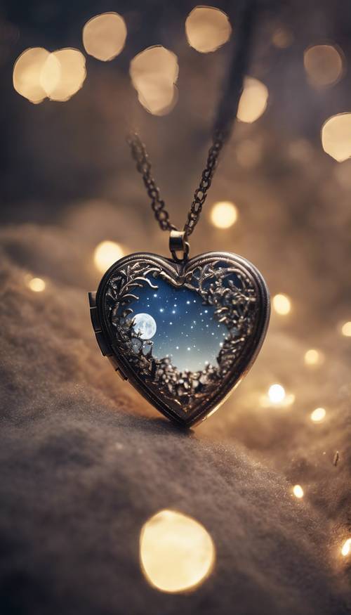 A heart-shaped locket bathed in moonlight. Divar kağızı [9650f6877d9e4b2daa91]