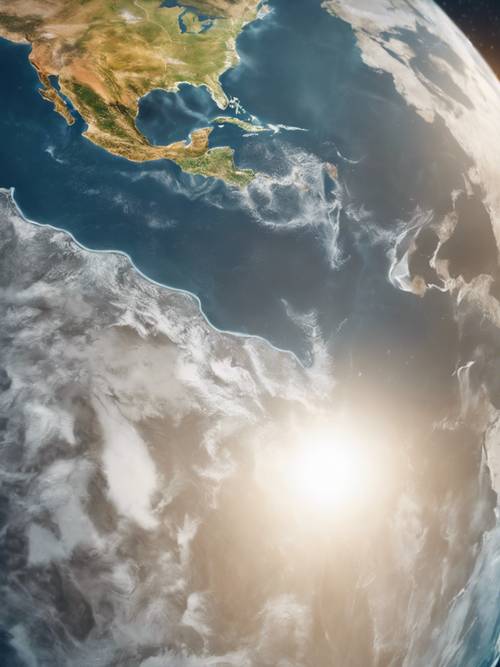 Una toma enfocada de África y Europa en Blue Marble, con rayos de sol tomando el sol sobre los continentes.