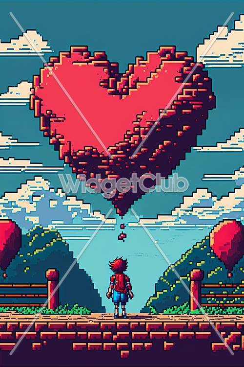 Пиксельное сердце приключений фон