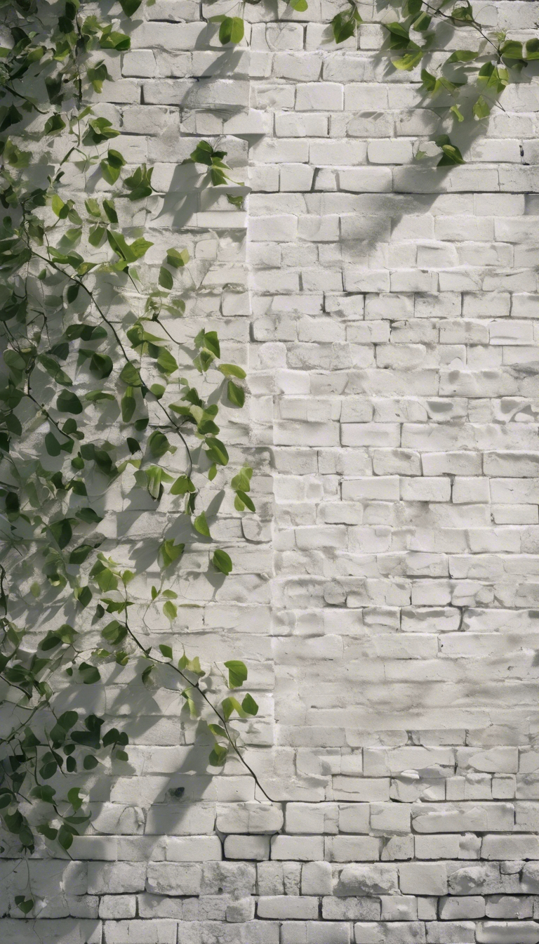 Pattern of a white brick wall with shadows of leaves. Tapet[a7049f18196e47c5be16]