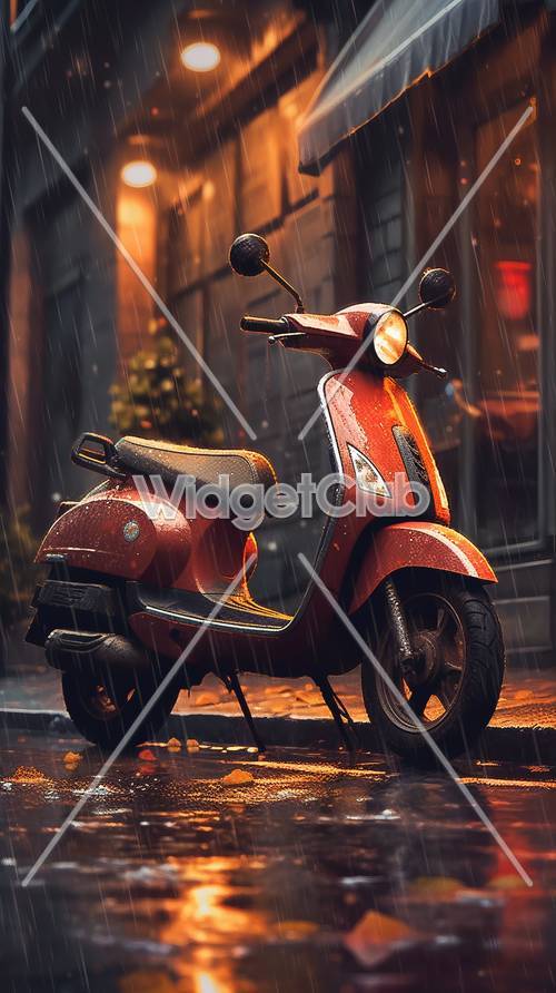 Aventura en scooter en un día lluvioso