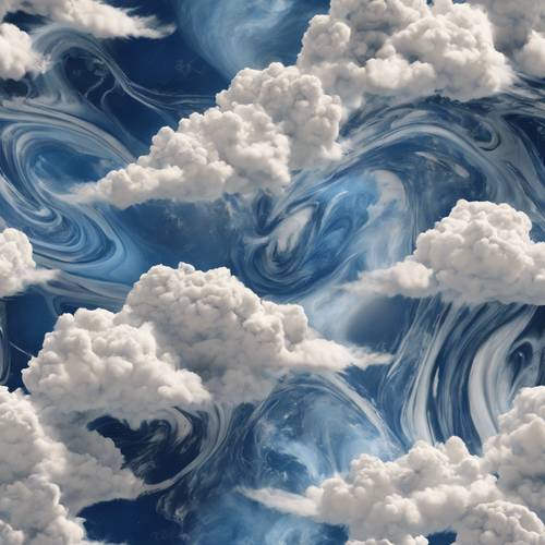 การแสดง Earth ในรูปแบบหินอ่อนสีฟ้าของเราที่มีสไตล์โดยศิลปินดิจิทัล พร้อมด้วยเมฆที่หมุนวนและสมจริงเกินจริง