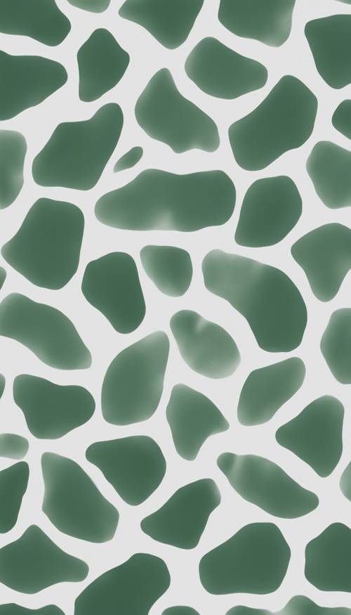 Abstrakcyjne przedstawienie nowoczesnej, modnej tekstury nadruku krowy w kolorze szałwiowo-zielonej na czystym białym płótnie.
