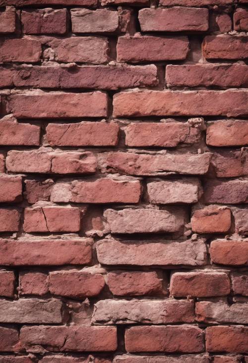 A burgundy brick wall with noticeable weathering effects