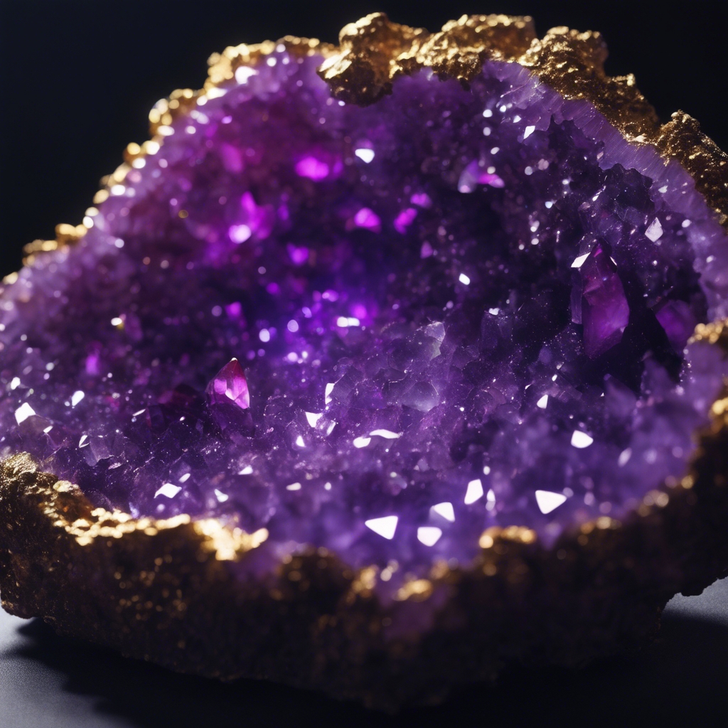 A neon purple crystal geode glittering in the dark. Wallpaper[4ea99982f5c549a5bb4c]