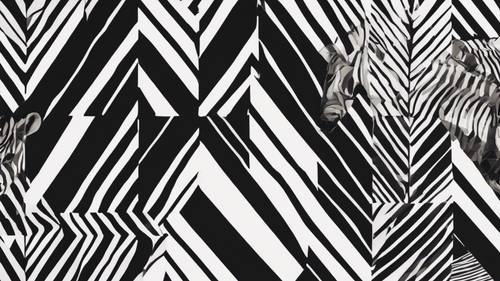 シマウマ模様の壁紙　-　シンプルでおしゃれなデザイン　-　ブラックラインとホワイトベースの幾何学パターン