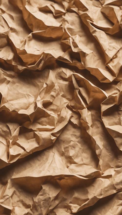 Une texture abstraite ressemblant à du papier beige froissé vu de près.