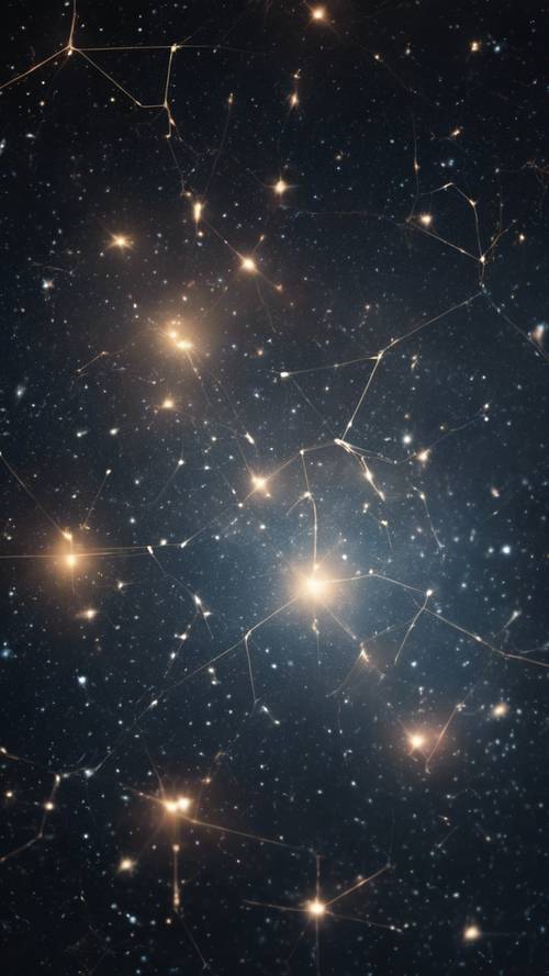 Close-up view of the constellation Gemini twinkling in the dark sky.