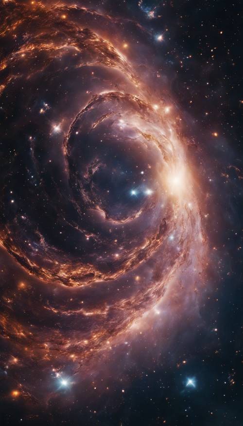 Bold vision of a dark, impending galactic storm with swirling vortex of stars, illuminating the far reaches of outer space.