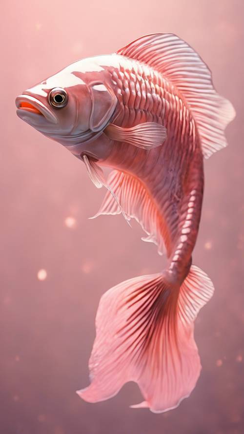 Um humilde ícone de peixe cristão, infundido com tons de rosa blush.
