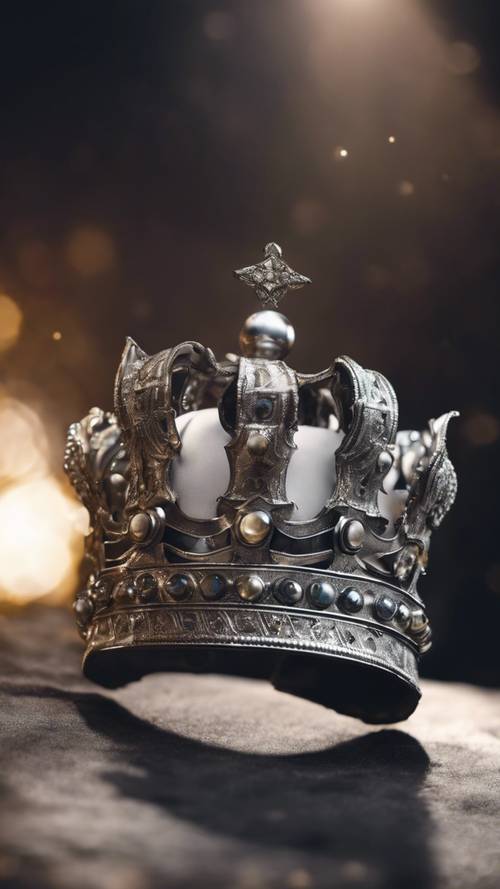 Corona d&#39;argento di un nobile con uno stemma d&#39;aquila che brilla al chiaro di luna.